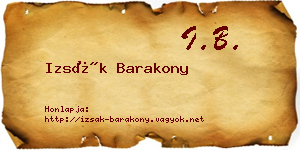 Izsák Barakony névjegykártya